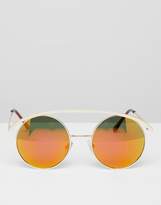 Thumbnail for your product : Jeepers Peepers Round Frame Sunglasses In Pink Tinted Lens