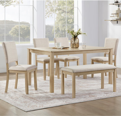 Ivy Bronx 6-Piece Dining Table Set With Bench And 4 Upholstered Chairs For For Living Room Kitchen Dining Room