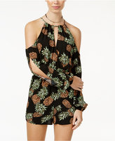 Thumbnail for your product : Material Girl Juniors' Pineapple Print Cold-Shoulder Romper, Created for Macy's