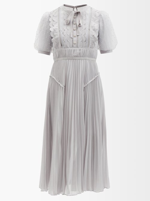 Self Portrait Chiffon Midi Dress | Shop the world's largest collection 
