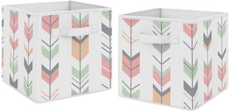 Sweet Jojo Designs Pink Floral Rose Foldable Fabric Storage Cube Bins