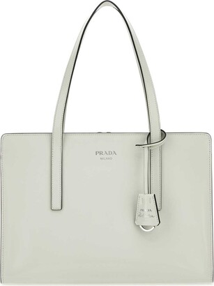 Large Prada Galleria Saffiano Leather Bag, Women, White