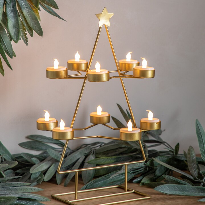 Layered Festive Tree Candle Holder Gold - ShopStyle