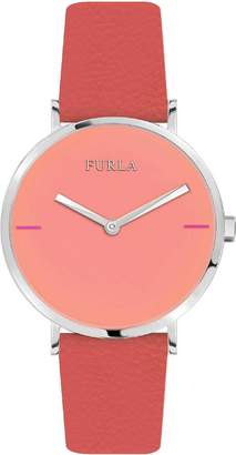 Furla Women's R4251108522 White Dial with Orange Leather Calfskin Band Watch.