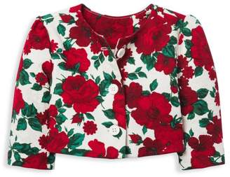 Janie and Jack Little Girl's & Girl's Jacquard Floral Print Sweater