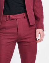 Thumbnail for your product : ASOS DESIGN skinny single pleat suit pants in burgundy