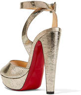 Thumbnail for your product : Christian Louboutin Louloudancing 140 Metallic Leather Platform Sandals - Gold