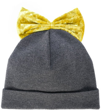 Federica Moretti velvet bow beanie hat