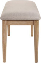 Latitude Run Contemporary Upholstered Fabric Dining Bench Warm Wood/Beige Wooden Brown | Gift Idea