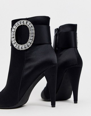 ASOS DESIGN Wide Fit Eclectic diamante buckle boots in black