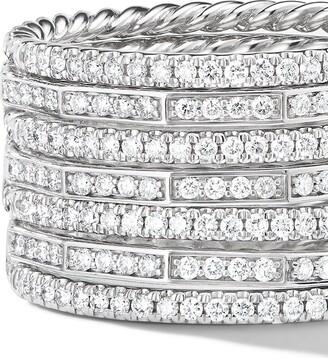 David Yurman 18kt White Gold Diamond Stackable Ring
