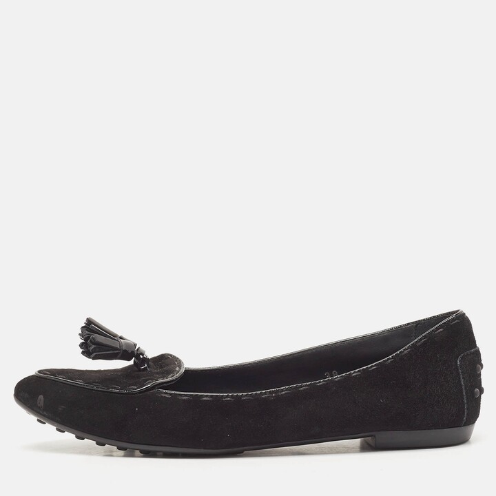 Tod's Black Suede Smoking Slippers