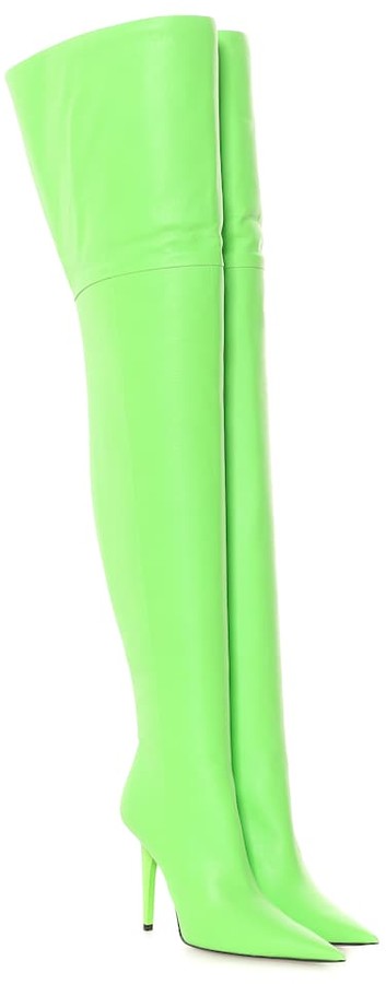 lime green over the knee boots