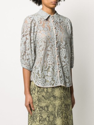 Semi-Couture Sheer Lace Shirt