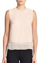 Thumbnail for your product : Vince Sleeveless Overlay Silk Tank Top