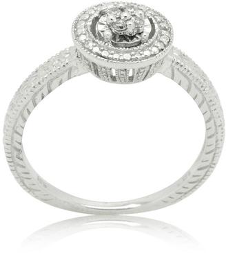 Ice Diamond Accented Sterling Silver Illusion Plate Halo Promise Ring