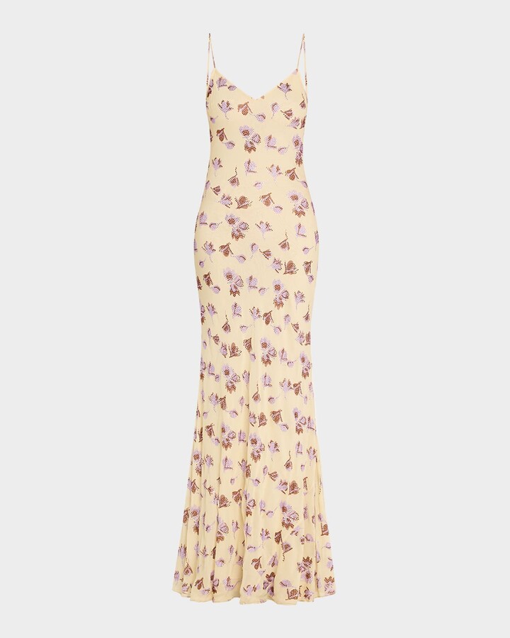 Self-Portrait Embellished Floral Maxi Dress