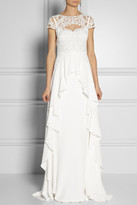 Thumbnail for your product : Temperley London Bluebell Silk And Embroidered Lace Gown - White