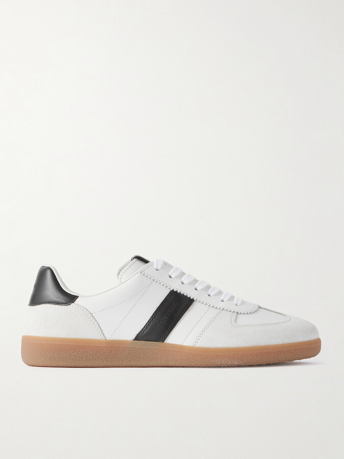 Tom Ford Archer Suede-Trimmed Leather Sneakers