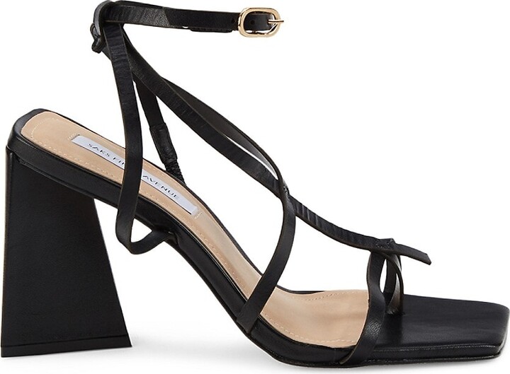 feminin Biprodukt Reporter Saks Fifth Avenue Block Heel Leather Sandals - ShopStyle