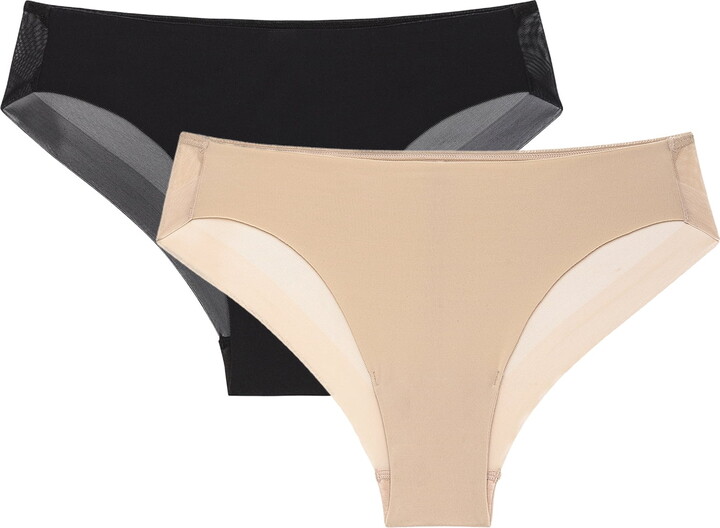 Joyspun Women’s Bonded Micro and Mesh Cheeky Underwear, 2-Pack, Sizes XS-XXXL