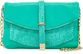 Thumbnail for your product : Deux Lux Metallic-Snake Faux-Leather Crossbody Clutch, Turquoise