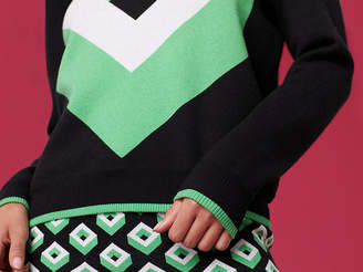 Diane von Furstenberg Cube Crew Neck Wool Sweater