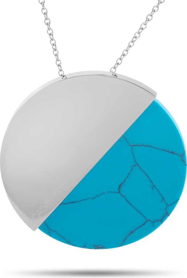 Calvin Klein Spicy Stainless Steel Turquoise Pendant Necklace - ShopStyle