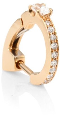 Repossi Pave Diamond & 18K Rose Gold Hoop Single Earring