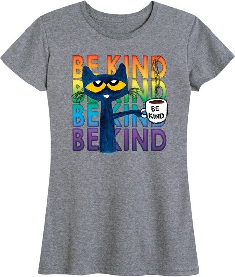 Pete The Cat Women'sPeteTheCatBeKindCoffeeShortSleeveGraphicT-Shirt-HeatherGrey-X-Large