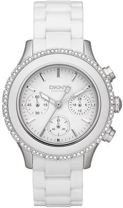 Donna Karan DKNY Watch, Women's Chronograph White Ceramic Bracelet 42mm NY8672