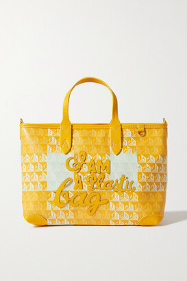 Anya Hindmarch I Am A Plastic Bag Leather-trimmed Printed Coated-canvas Tote - Yellow