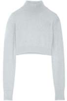 Balmain Cropped Angora-Blend Turtleneck Sweater