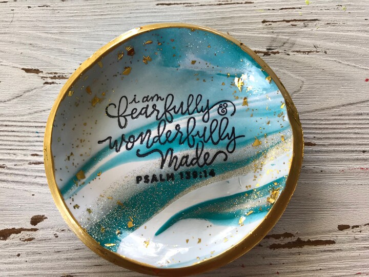 Fearfully Wonderfully Made Ring Dish Polymer Clay Trinket Tray