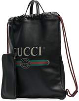 Thumbnail for your product : Gucci black leather drawstring backpack bag