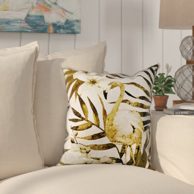 Laural Home Golden Flamingo Golden Flamingo Outdoor Throw Pillow