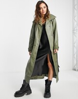 Thumbnail for your product : Object leather trench coat in green