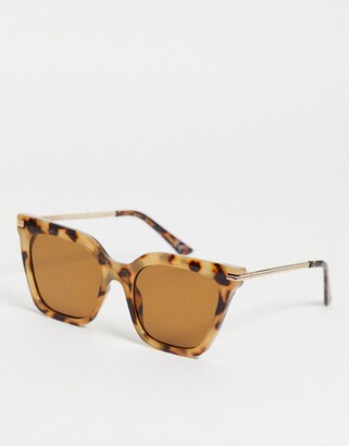 ASOS DESIGN frame square cat eye sunglasses in milky tort - BROWN