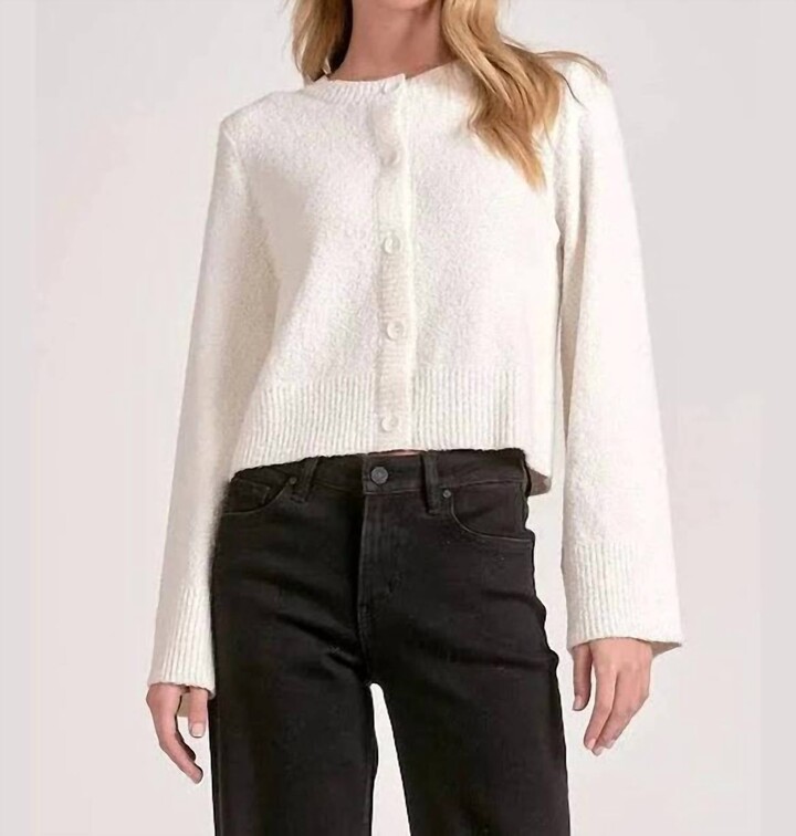 Elan International Celine Sweater Cardigan In Off White