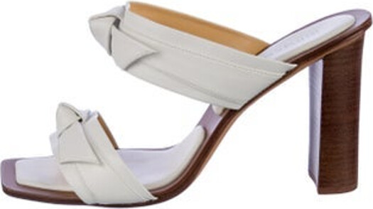 Alexandre Birman Leather Slingback Sandals White Bow Accents Designer
