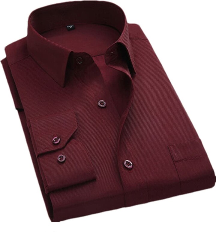 keusyoi Men Twill Dress Shirts Long Sleeve Office Shirt for Mens