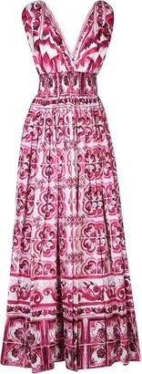 Dolce & Gabbana Majolica Printed Sleeveless Midi Dress