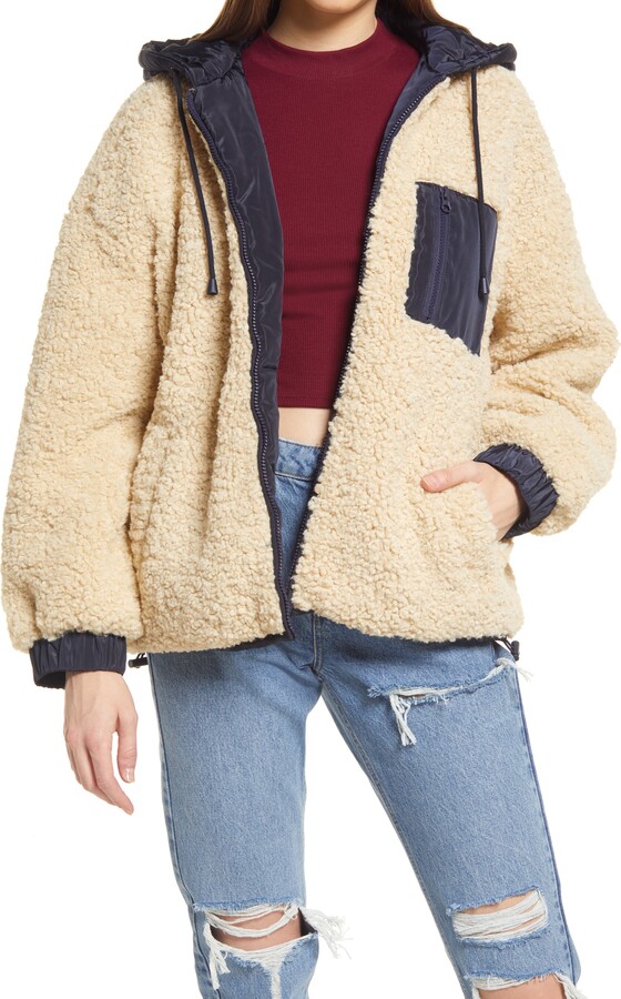 faux shearling zip up jacket