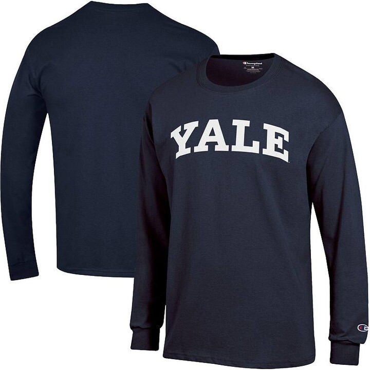 Men's Champion Navy Yale Bulldogs Basic Arch Long Sleeve T-Shirt