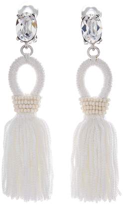 Oscar de la Renta Swarovski Crystal Embellished Silk Tassel Earrings