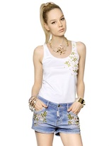 Thumbnail for your product : DSquared 1090 Embroidered Cotton Jersey Tank Top