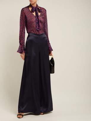 Saloni Lauren Devore Silk Blend Blouse - Womens - Navy Multi
