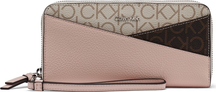 Calvin Klein Women's Audrey Signature Wallet - Brown Khaki/Petal/Vanilla Khaki