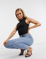 Thumbnail for your product : NA-KD cut out tie back top in black