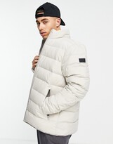 Thumbnail for your product : Abercrombie & Fitch lightweight hooded puffer jacket in stone